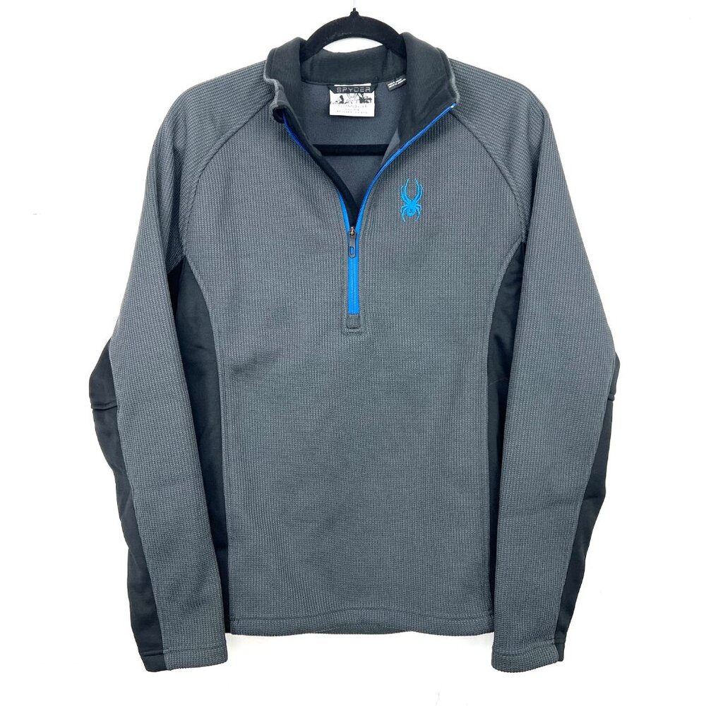 Spyder Quarter Zip Pullover Sweatshirt Fleece Lined Grey Black Men's Small‎